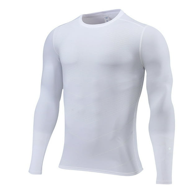 Playeras Básicas Algodon Hombre Camiseta De Manga Larga Ajustada Deportiva Para Correr Y Entrenar
