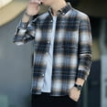 thumbnail image 6 of Men's Casual Flannel Shirt Shacket Lapel Collar Long Sleeve Cozy Button Up Jacket Outerwear with Chest Pocket (XL, Beige), 6 of 6