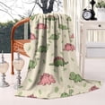 thumbnail image 2 of Green and Pink Dinosaur Pattern Blanket,Comfortable Soft Lamb Wool Throw Blanket,All Season,Warm Lightweight Blankets for Sofa Bed Couch Living Room Chair,60"x80", 2 of 4