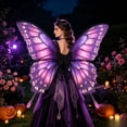 thumbnail image 5 of Halloween Butterfly Wing Costume Prop, Polyester Construction, Wearable Costume Backpiece for Halloween Party and Dress-Up Events, Indoor Display for Living Room, Bedroom, Mantel and Shelf, Black, 5 of 6