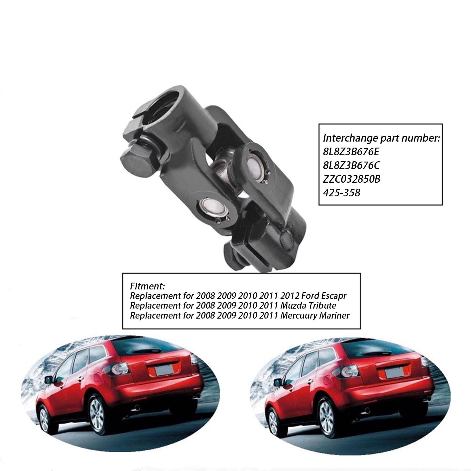 Intermediate Steering Shaft Universal U Joint Coupler Lower 8L8Z3B676E 8L8Z3B676C 425-358 Replacement for Ford Escape Lower Mercury Mariner 2008-2012