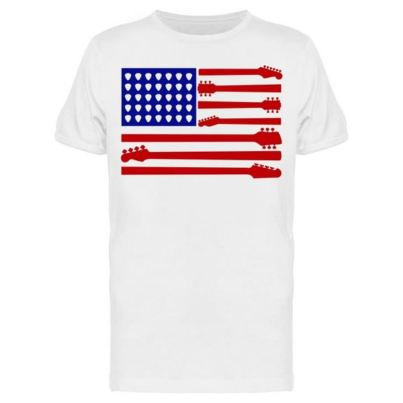 Smartprints Mens Graphic Tee - American Flag Guitar Parts - Regular Fit 100% Cotton