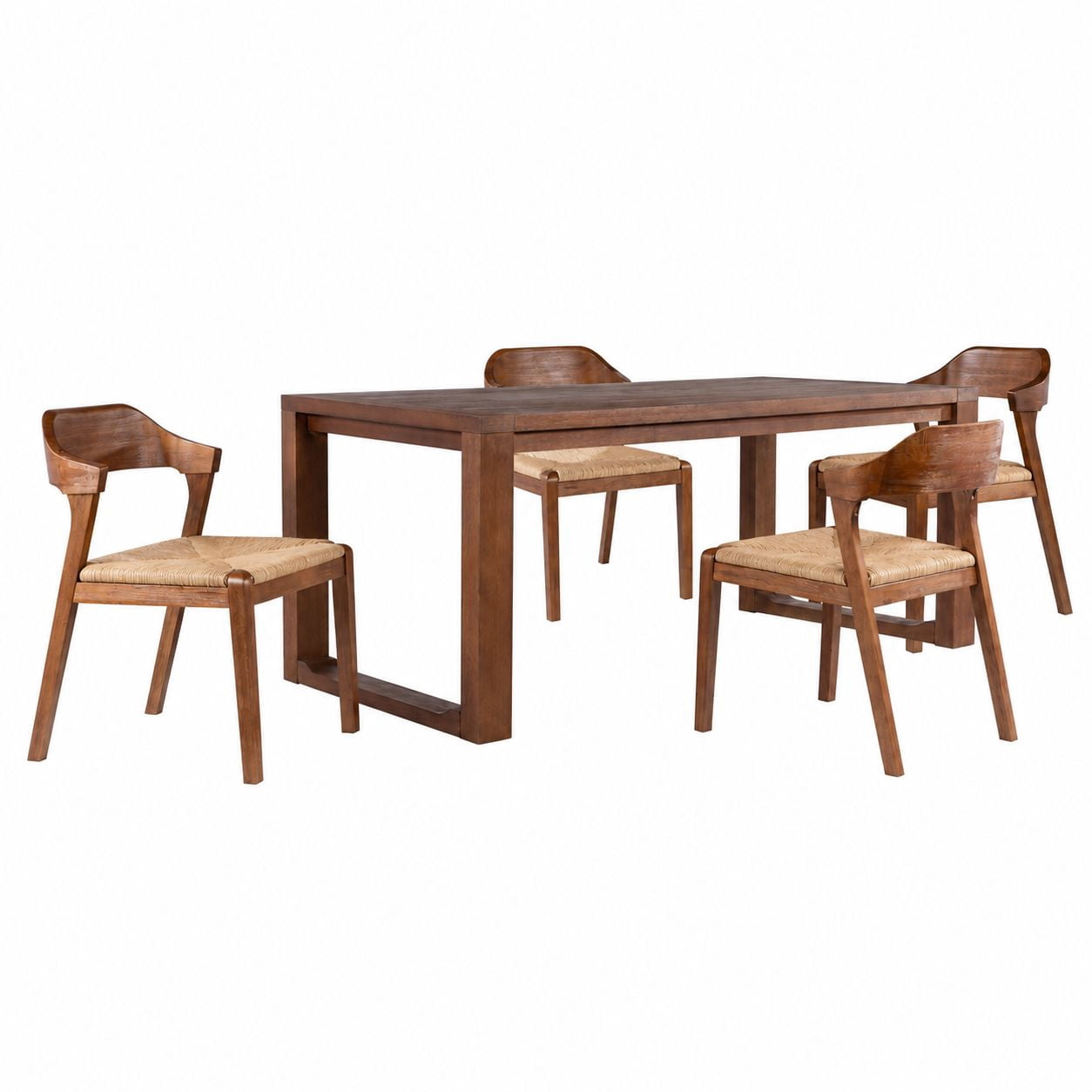 Rasmus 5pc Rush Dining Set - Chestnut Wire-Brush Finish