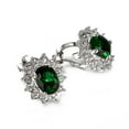 thumbnail image 3 of Yoursfs Emerald Clip on Earrings for Women Platinum Plated Vintage Green Austria Crystal Oval CZ Halo Earrings Non Pierced Ears Trendy Jewelry Gifts, 3 of 5