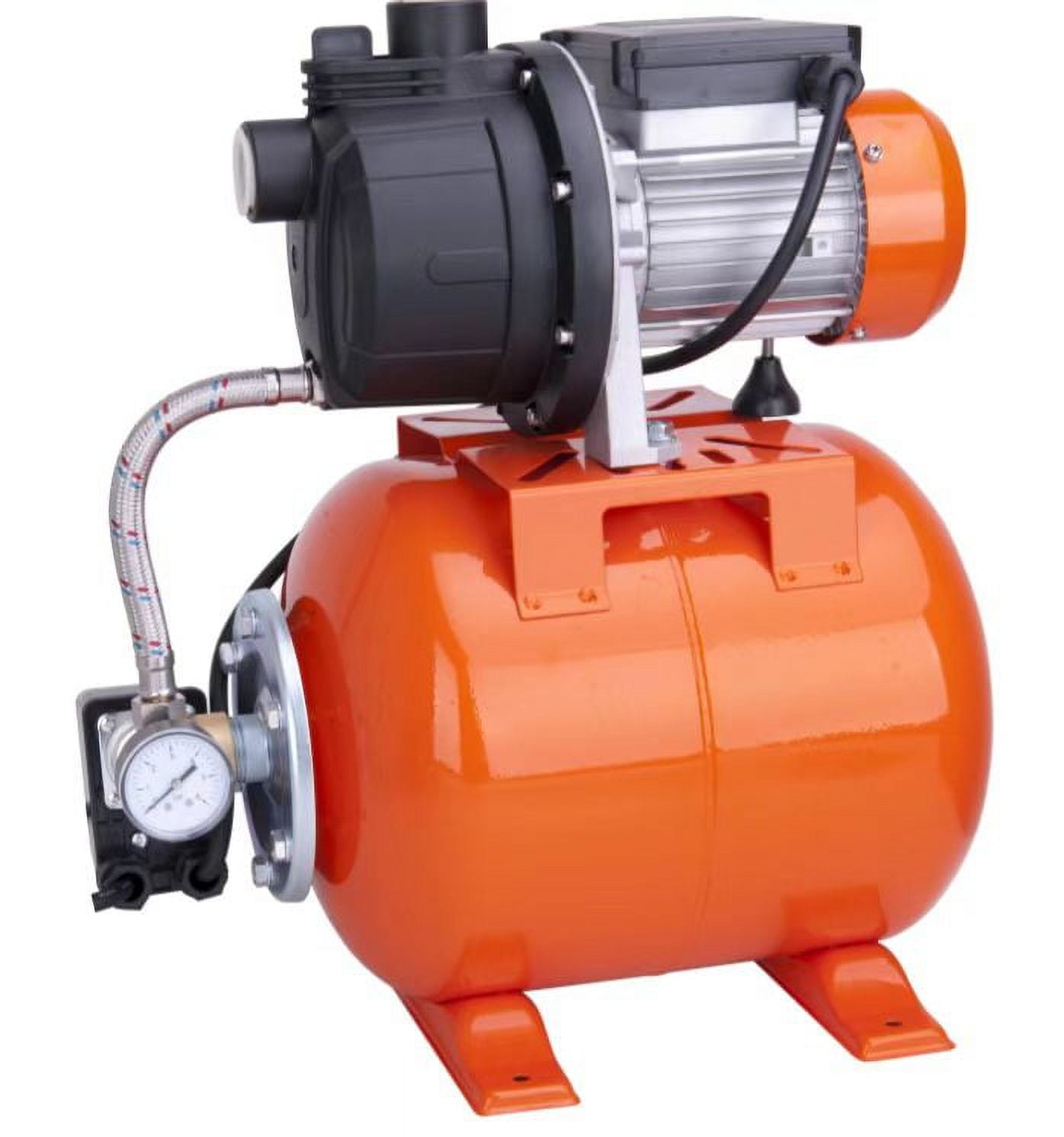 1HP Shallow Well Pump With Pressure Tank, 845 GPH Stainless Steel Shallow Well Jet Pump, 115 V Water Pump With Automatic Pressure Switch, Water Transfer Pumpfor Garden, Pool, Well, Irrigation