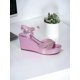 thumbnail image 2 of Sandalias casuales de plataforma con diseño de tiras cruzadas con diamantes en uniclor con correa ajustable al tobillo para mujer, 2 of 5