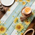 thumbnail image 3 of Sunflower Table Runner 90 Inches, Summer Eucalyptus Botanical Floral Teal Wood Bed Runner Dresser Scarves Tabletop for Indoor Outdoor Parties/Ceremony/Banquet, 13" x 90", 3 of 9