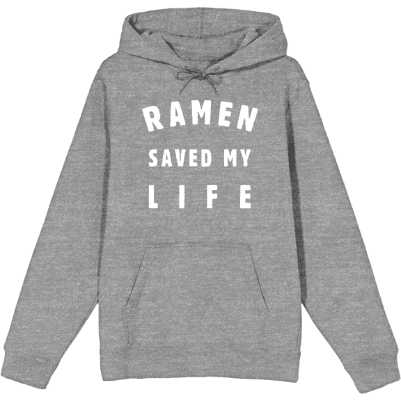 Ramen Saved My Life Adult Heather Gray Long Sleeve Hoodie-Medium