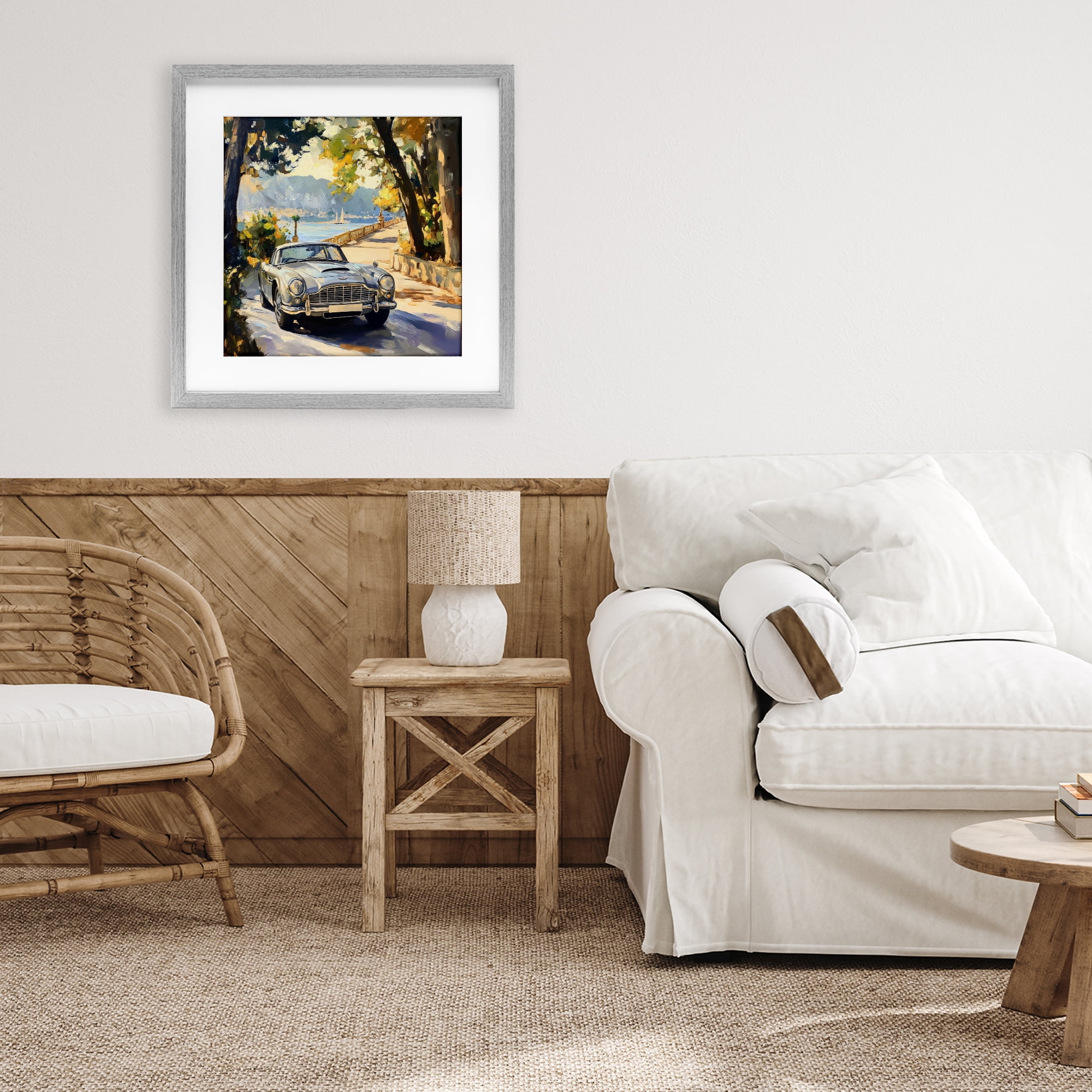 Stupell Industries Classic View of Seaside Drive Gray Framed Print Under Glass, design by Creative Studio