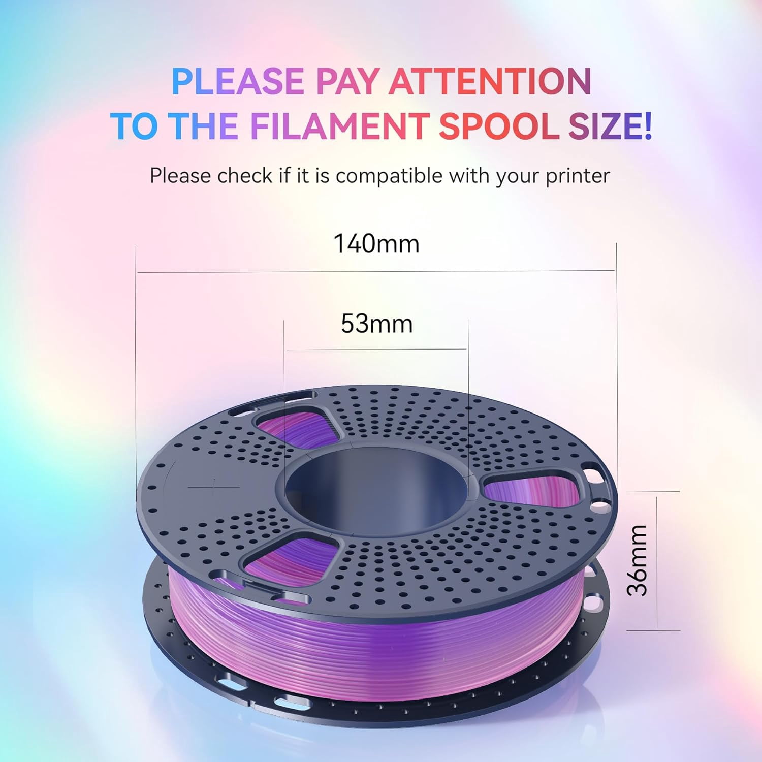 Transparent Rainbow PLA Filament Bundle Multicolor, Neatly Wound Gradient Rainbow PLA 3D Printer Filament 1.75mm ±0.02mm, Individually Vacuum Packed, 0.25kg per Spool, 1kg in Total, 4 Pack.