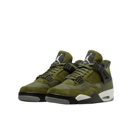 Grade School Air Jordan 4 Retro SE Craft Sneaker Medium Olive / Pale Vanilla FB9928-200, Size 6-US