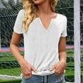 thumbnail image 4 of Wyobmus Womens Summer Tops Casual Short Sleeve Deep V Neck Low CuT-Shirts Loose Fit Snap Tee Tunics White, 4 of 4