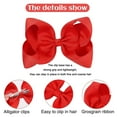 thumbnail image 6 of 2PCS 6" Big Hand-made Grosgrain Ribbon Solid Color Hair Bows Alligator Clips Hair Accessories for Little Teen Toddler Girls Kids, 6 of 7