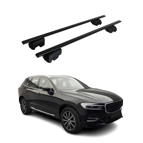 OMAC Roof Racks Luggage Carrier Cross Bars Iron for Volvo XC60 2018-2024 Black 2 Pcs Anti-Theft for Travel Kayak Canoe Surf Ski Snowboard Camping