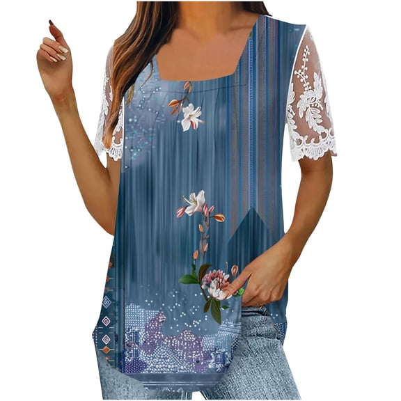 gbyLJF Silk Button Down Shirts for Women Cotton Tunics Womens Tshirt Tops Dressy Casual Women’S Shirts Blue M