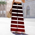 thumbnail image 2 of FUNUONY Flowy Wide Leg Palazzo Pants for Women - High Waist Casual Beach Lounge Stripe Pants Loose Dress Pants Stretchy Trousers Dress Pants Petite Wide Leg Summer Beach Casual Trousers Wine M, 2 of 5