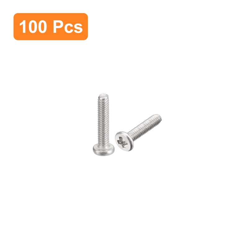 100 Pcs M2.5 X 6mm Phillips Pan Head Self-Tapping Screws - 304 Stainless Steel Fasteners