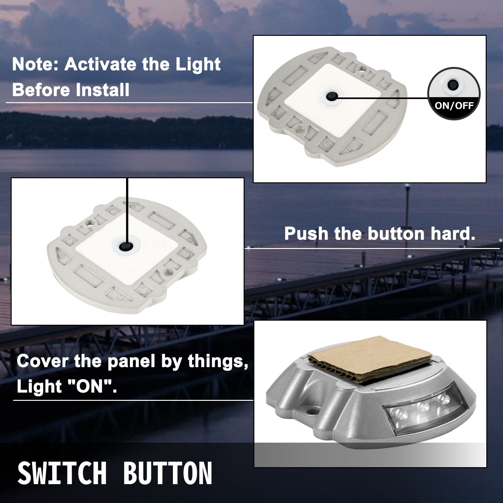 VEVOR Solar Driveway Lights 16-Pack, Switch Button, Solar Deck Lights Waterproof, 6 LED Lights, Outdoor for Path Warning Garden Walkway Sidewalk Steps, Blue