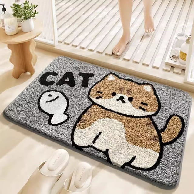 Felpudo Absorbente de Poliéster Gris para Baño | 60 X 40 X 1 Cm | Felpudo de Perfil Bajo y Resistente a Las Manchas | 1 Unidad