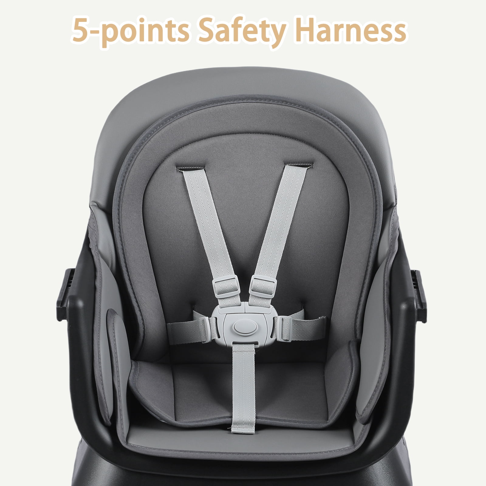 AILEEKISS 8-in-1 Baby High Chair, Toddler Booster Seat with Dishwasher-Safe Tray, Dark Grey