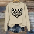 thumbnail image 4 of Arlun Womens Dog Mom Sweatshirts Cute Dog Paw Printed Heart Graphic Long Sleeve Crewneck Pullover Sweatshirt Casual Soft Comfy Fall Winter Lightweight Basic Tops Beige L, 4 of 4