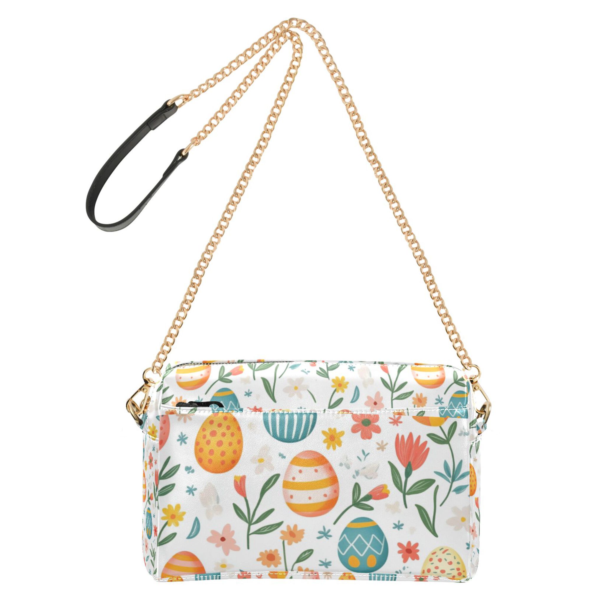 FORMRS Women Crossbody Purse with Chain Strap Vegan Leather Shoulder Handbag, Floral Easter Eggs