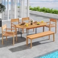 thumbnail image 4 of Costway 1 PCS Outdoor Teak Wood Chair Patio Dining Armchair with Slatted Seat & Backrest, 4 of 8