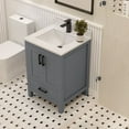 thumbnail image 4 of Ayna Decors Rooh 24 in Charcoal Grey Bathroom Vanity Set with White Quartz Countertop and Brass Faucet | Pop-Up Drain and P-Trap Included | Black Hardware, 4 of 10