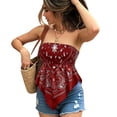 thumbnail image 2 of Women's Sexy Paisley Bandana Tube Top Y2K Boho Graphic Print Strapless Crop Top Cotton Bandeau Going Out Cami,M, 2 of 5