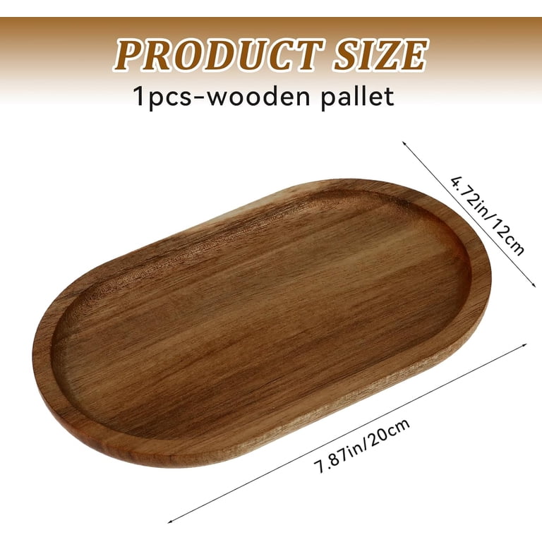 FANGQIULI Oval Acacia Wood Serving Tray, 7.8 x 4.6" photo 2