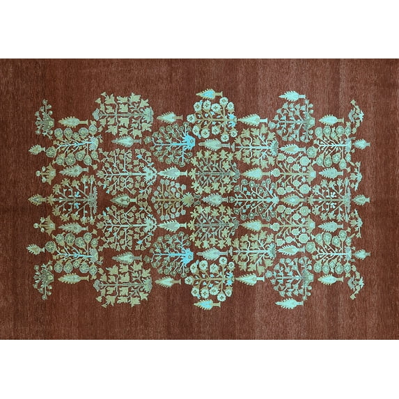 Ahgly Company Indoor Rectangle Oriental Light Blue Industrial Area Rugs, 5' x 7'