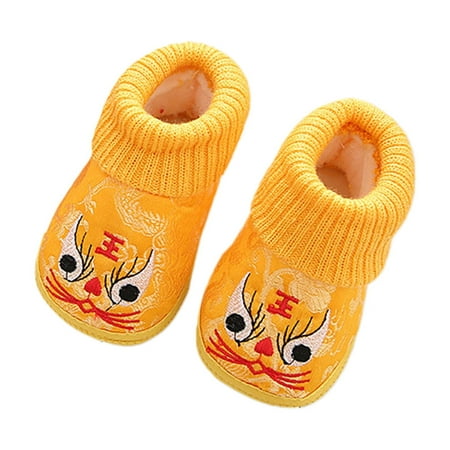Loliuicca Baby Flats  Soft Embroidery Tiger Non-slip New Year Toddler Shoes