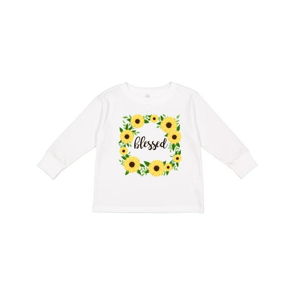Inktastic Blessed Sunflower Wreath Girls Long Sleeve Toddler T-Shirt