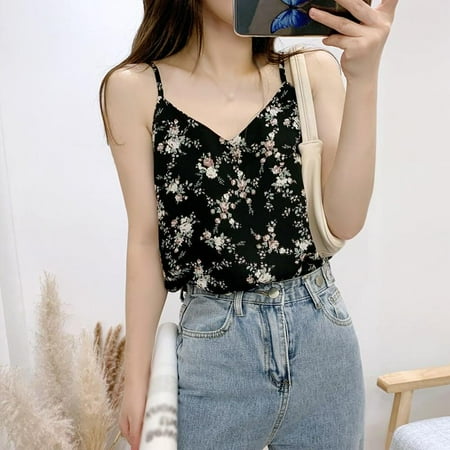 

Women Beach Camisole Loose V-Neck Sleeveless Chiffon Sling Vest
