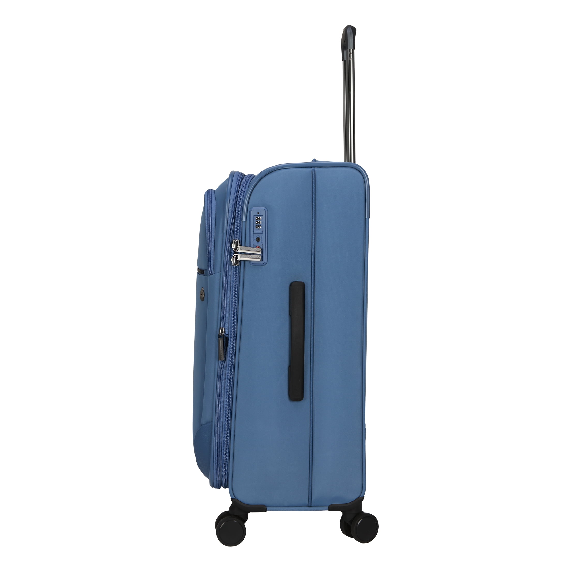 btL 24-inch Checked Expandable Nylon Softside Checked Upright Luggage With 360-Spinner Wheels and Divider Pockets, Blue Shadow