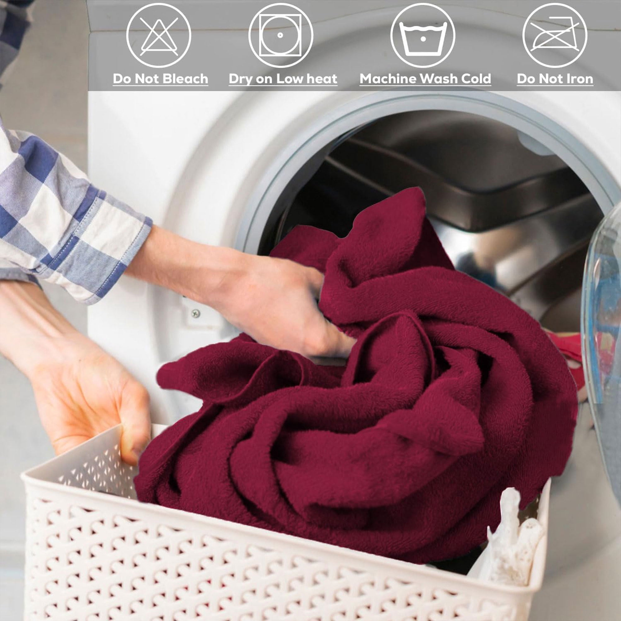 GOLD TEXTILES Premium Bath Towels 24x50 - Red Wine Pack of 6 | Soft, Absorbent, 100% Cotton Towels for Home & Spa