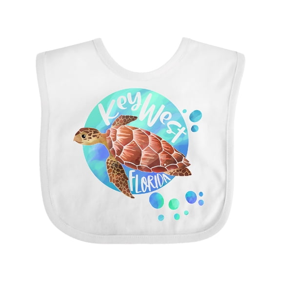Inktastic Key West, Florida Swimming Sea Turtle with Bubbles Boys or Girls Baby Bib