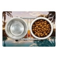thumbnail image 1 of Hawaiian Pet Mat for Food and Water, Home with Swimming Pool at Sunset Tropics Palms Private Villa Resort Scenic View, Non-Slip Rubber Mat for Dogs and Cats, 18" X 12", by Ambesonne, 1 of 2