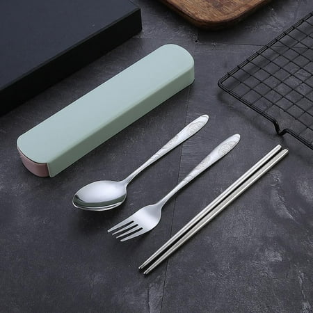 

Stainless Steel Dinner Portable Tableware Set with Box Travel Chinese food Tableware Portable 3Pcs Set