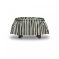 thumbnail image 4 of Retro Ottoman Cover, Striped Classical Old, 2 Piece Slipcover Set with Ruffle Skirt for Square Round Cube Footstool Decorative Home Accent, Standard Size, Brown Almond Green Cream, by Ambesonne, 4 of 5