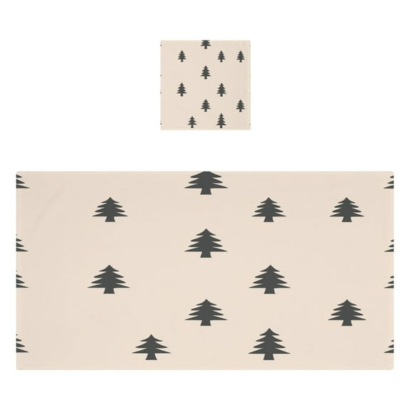 Black Trees Pattern 2 Piece Cotton Bath and Face Towel Set Soft and Absorbent, for Beach Pool Bathroom