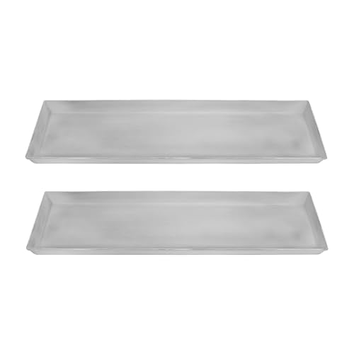 Galvanized Steel Planter Tray, Cape Cod White, Small, 2-Pack