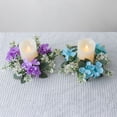 thumbnail image 5 of Artificial Hydrangea Candle Rings Wreaths 3 inch Center Eucalyptus Leaves Wreaths Small Boho Wreath Pillar Candle Holder for Easter Wedding Home Door Tabletop Decoration, 5 of 9