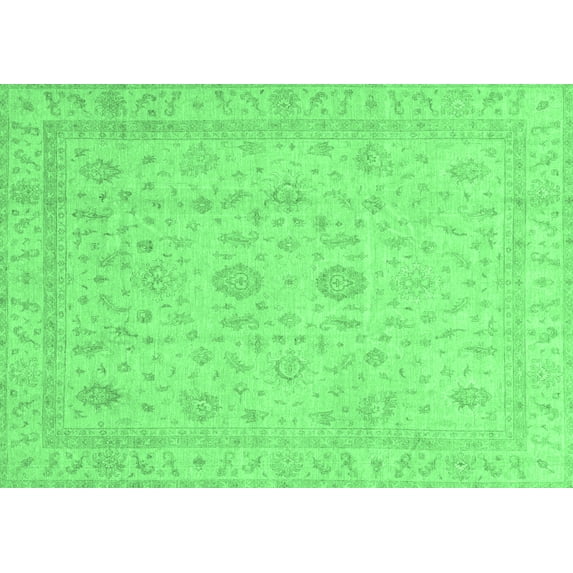 Ahgly Company Indoor Rectangle Oriental Emerald Green Traditional Area Rugs, 2' x 5'