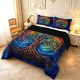 thumbnail image 2 of Homewish Colorful Tree Of Life Queen Comforter Set,Vintage Botanical Comforter Sets Queen,Navy Orange,Black Reversible,3pcs,1 Comforter and 2 Pillowcases, 2 of 7