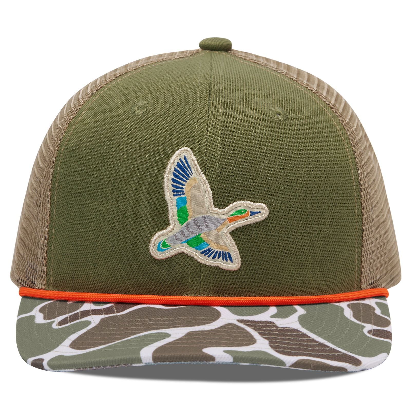 Bassdash Camo Rope Trucker Hat Adjustable, Embroidered Baseball Cap with Mesh Back for Hunting & Fishing