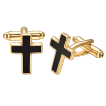 Yoursfs Black Cross Cufflinks for Men Personalized Glod Cuff links Fashion Jewelry Accessory Gift