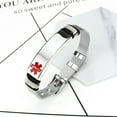 thumbnail image 5 of Glow in the Dark Stainless Steel Medical Alert ID Bracelet with Conditions Engraving, Glowing Meds Allergies Awareness Mesh Bangle, Foods Allergic Identification Jewelry, 5 of 8