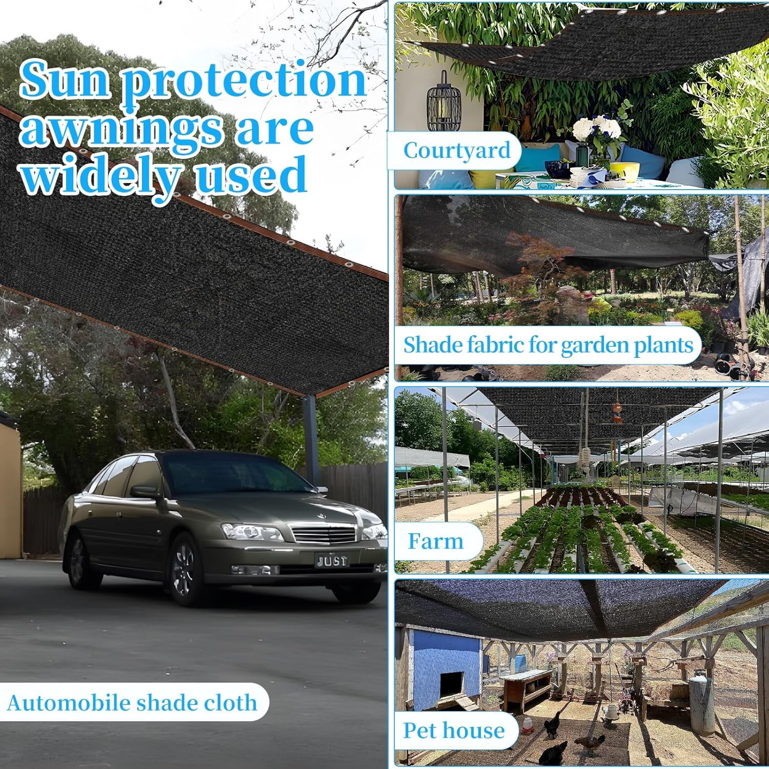 Shade Cloth with Grommets, Shade Tarp for Plants and Outdoors, Patio Covers for Shade and Rain