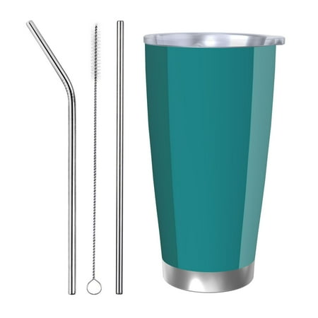 

Zeuib Teal Color Printed 20oz Stainless Steel Insulated Car Cup Stainless Steel Thermal Cup Vacuum Insulated Leak-proof Travel Mug Cup-Straw Three-piece Set